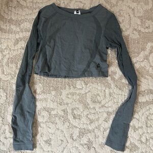 Gray Ptula Long Sleeve Crop Top
